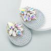 Fashionable Geometric-shaped Glass Beaded Elastic Thread Woven Earrings - Eye-catching Accessories