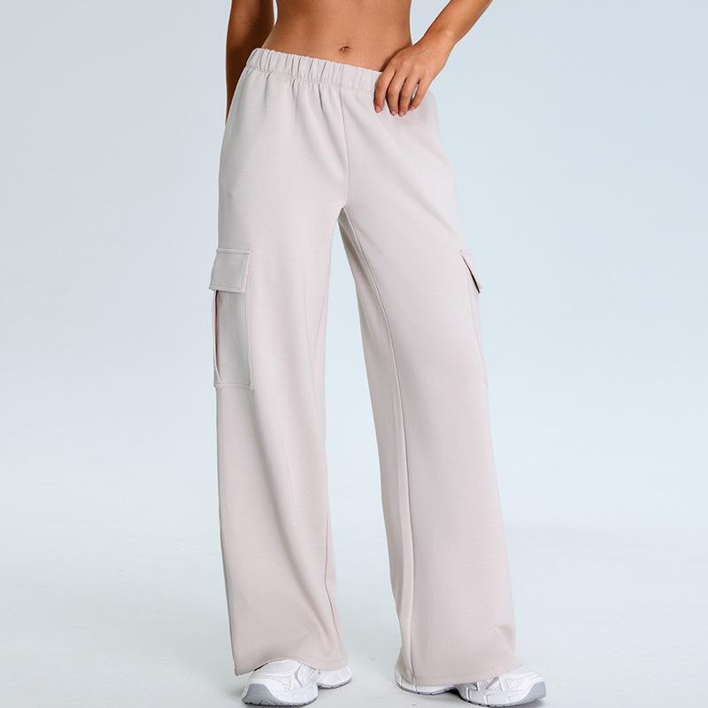 

Женские эластичные брюки для йоги с высокой талией - Осенне-зимние прямые брюки микроклеш карго для фитнеса XL светло-серый