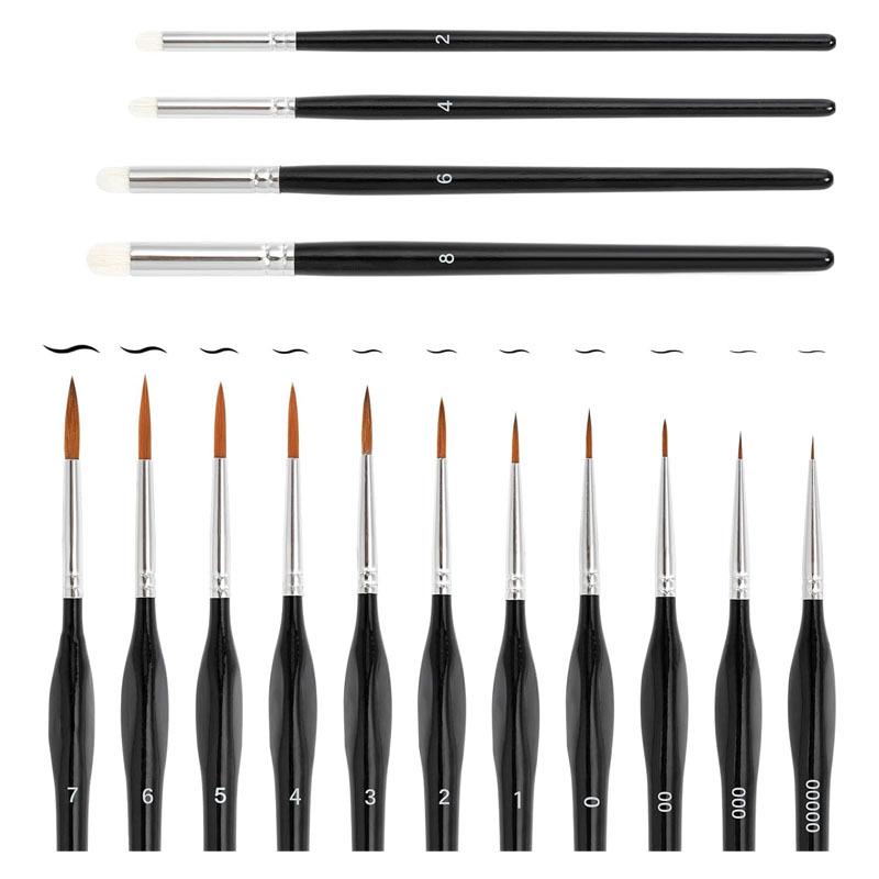 6-Piece Art Brush Set for Acrylic, Oil, Watercolor & Pottery Painting
