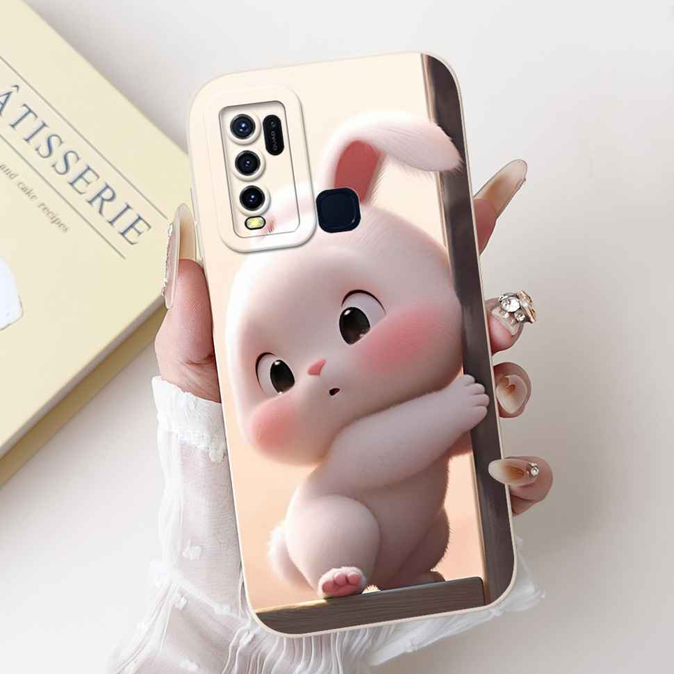 For vivo Y50 2020 1935 6.53" Case Cherry Girl Soft Silicone Cover Cartoon Rabbit For Vivo y50 VIVO Y50 V1965A Phone Cases Bumper