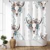 MEHOFOND Boho Western Cow Skull Shower Curtain - Bull Skull Flower Head - Farmhouse Country - Waterproof Fabric - 72x72 Inch