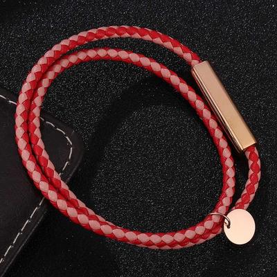 Klassisches Designer Herren Damen Exquisites Armband Edelstahlknopf Lederarmband Handgewebt Damen Schmuck Geschenke