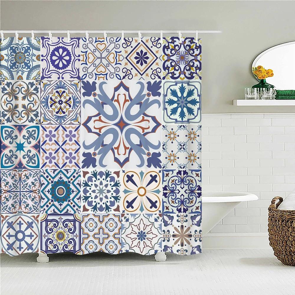 Bohemian 3d Bathroom Curtains Indian Boho Shower Curtains Waterproof Fabric With 12 Hooks Home Decor Washable Bath Screen