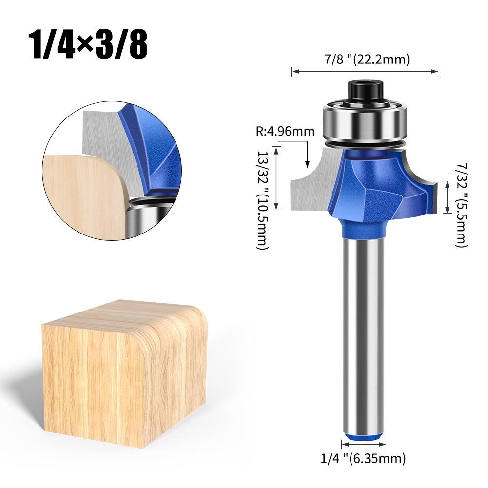 Jincheng Professional Grade Round Corner Knife Chamfering Knife R Angle Knife Line Knife Woodworking Milling Cutter Edge Trimmer Head R1/4 Handle