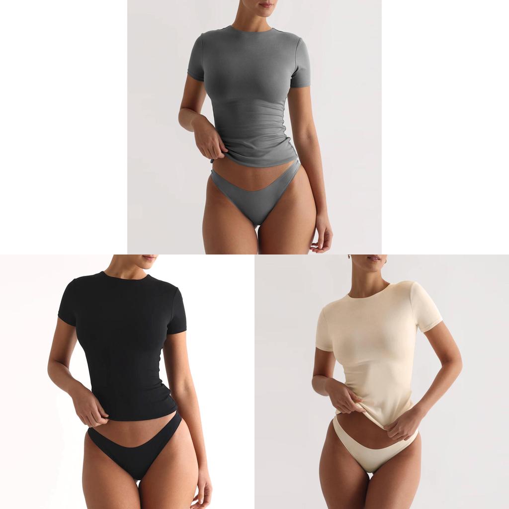 T Shirt Women Casual Slim Fit Polyester Short Sleeve Streetwear For Daily Wear