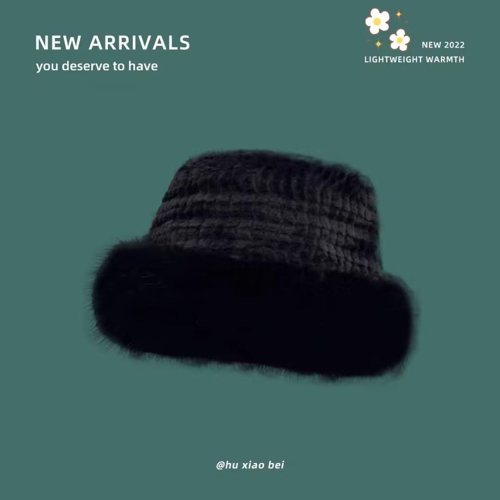 Hat women's winter new thickened warm imitation fur fashion simple bucket hat imitation mink women's Mongolian hat