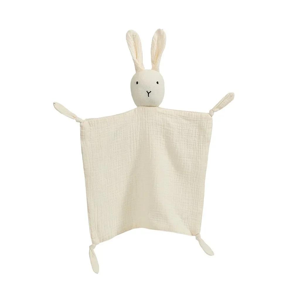 19161225 Soft Cotton Muslin Baby Bibs Stuffed Rabbit Doll Newborn Appease Towels Security Blanket Baby Sleeping Cuddling Towels