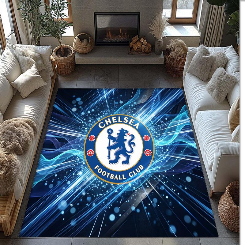 Chelsea FC Printed Flannel Area Rug Non Slip Soft Polyester Floor Carpet Indoor Decor Mat for Bedroom Living Room Sofa Game Room Home Decoration