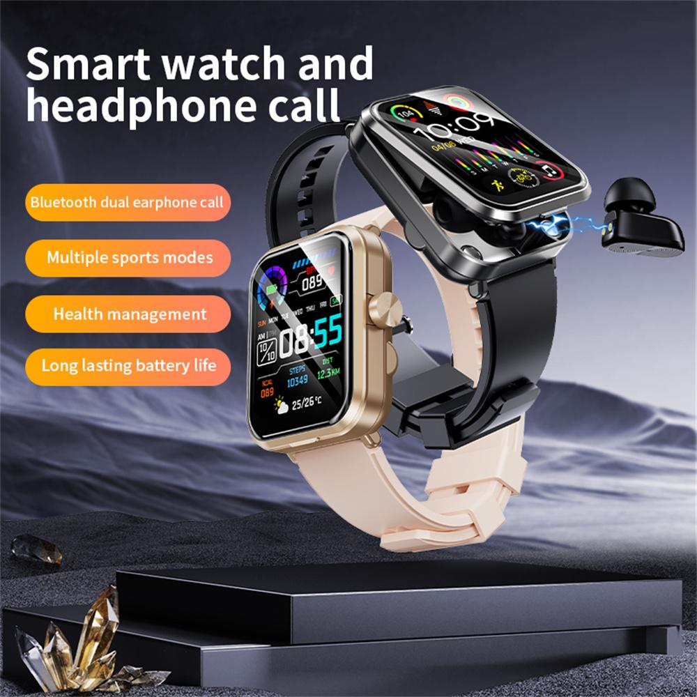 S6 2-in-1 Bluetooth-kompatibler TWS-Ohrhörer Gesundheitsüberwachung Bluetooth-kompatibles Telefonieren 1,85-Zoll Smartwatch