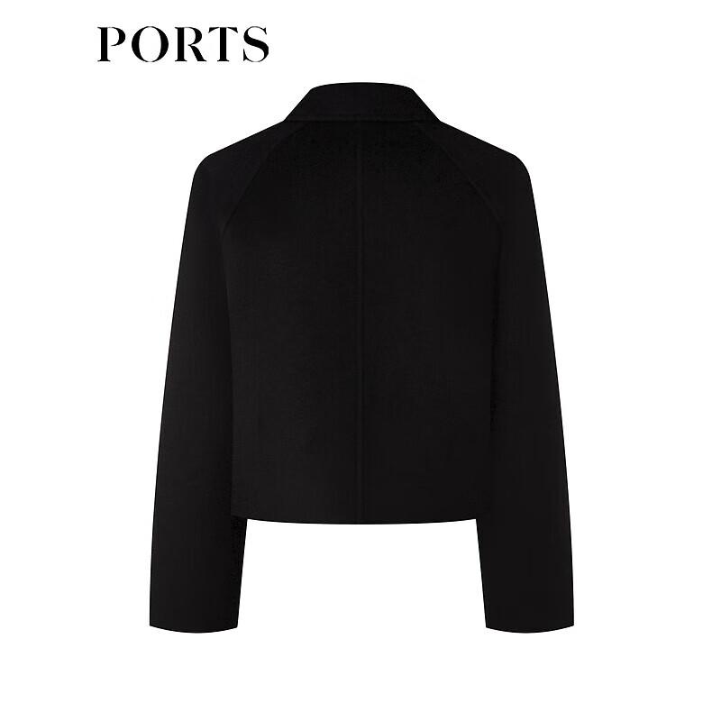 PORTS Women's Black Mixed Wool Blend Short Coat
