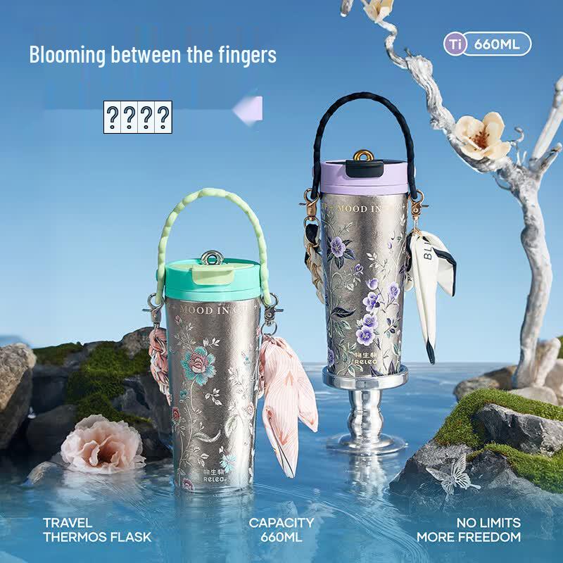 RELEA Floral Series 660ml Titanium Insulated Cup
