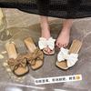 2025 New Stepping On Shit Slippers Women Wear Summer Internet Celebrities Fairy Wind Bow Wedge Soft Bottom One-word