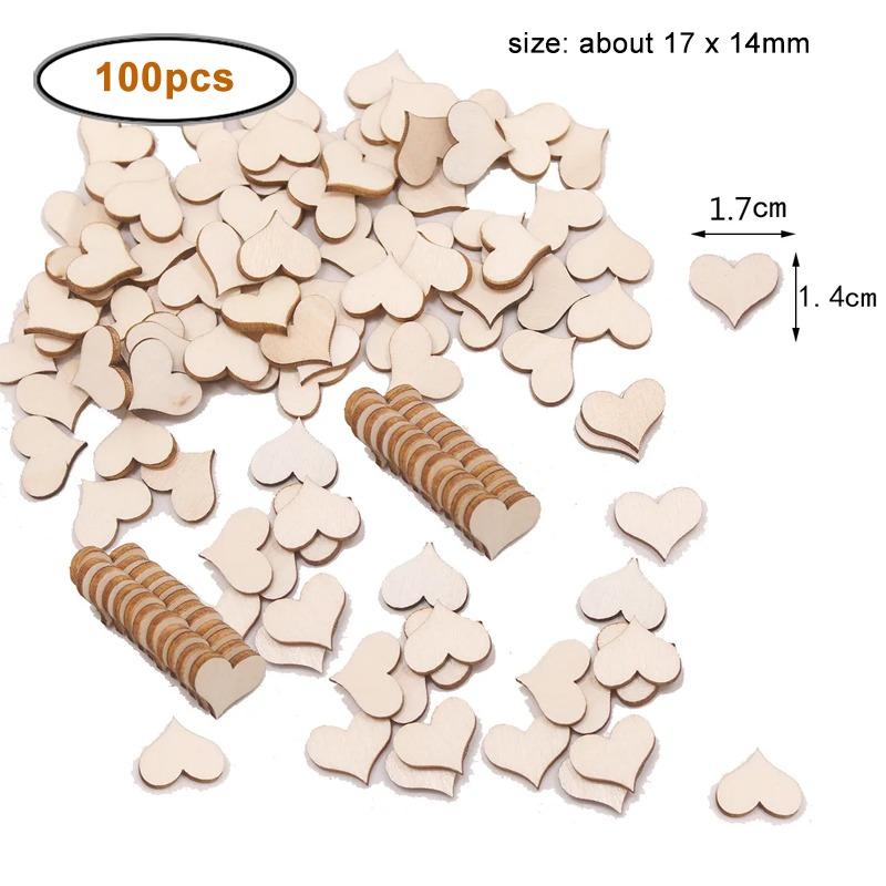 100pcs/lot DIY Blank Mini Heart Wood Slices Discs Wood Heart Love Blank Unfinished Natural Crafts Supplies Wedding Ornaments