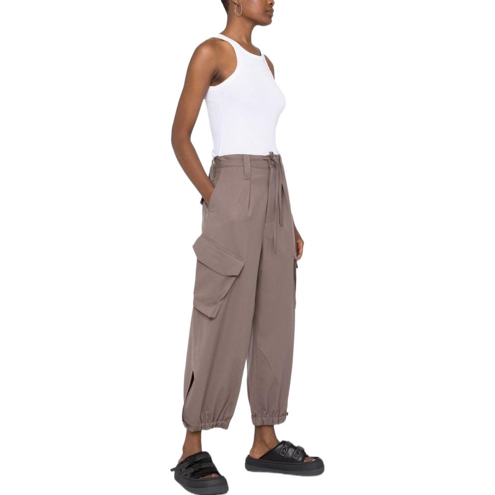 Y-3 FW22 Solid Color Large Pocket Elastic Waist Cargo Pants Women Pants Brown HS7524-TECEAR