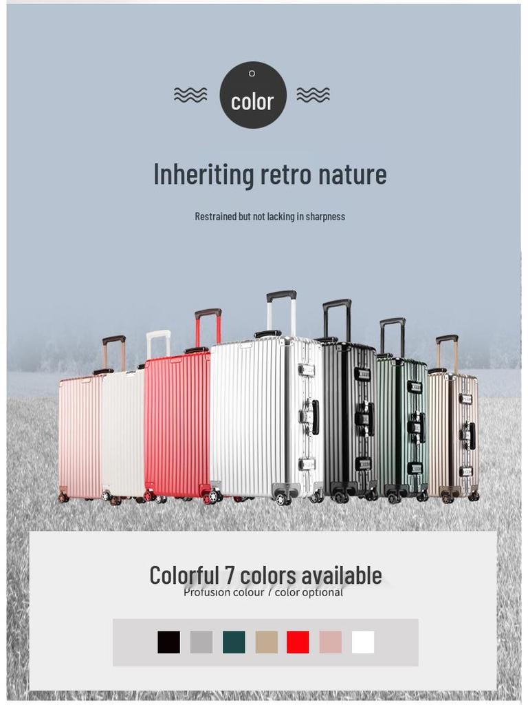 Retro Aluminum Frame Trolley Suitcase with Universal Wheels - Available in 20", 24", 26", 28" for Men and Women