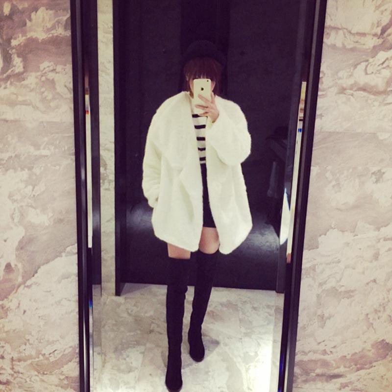 

Snow Rabbit Women s Mid-Length Korean-Style Elegant Fur Coat 3XL белый