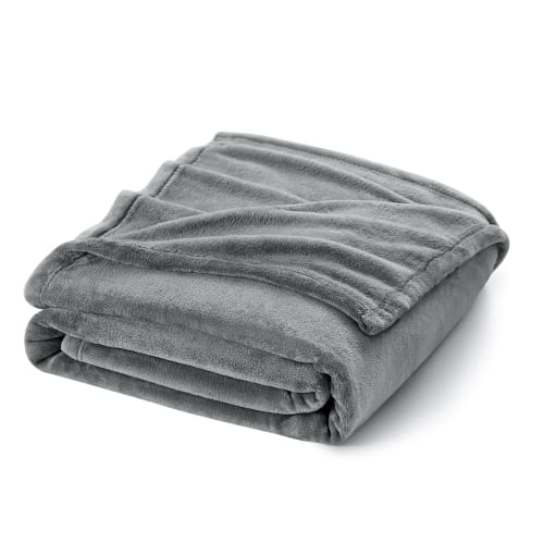 Cute Lap Blanket for Spring and Summer - Soft, Breathable, Washable Microfiber Blanket - Anti-Static, Suitable for All Seasons, Flannel, Gray, 70x100c