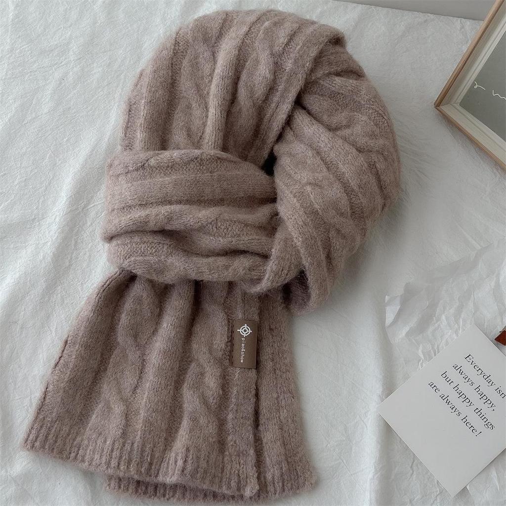 Korean Retro Pattern Wool Blend Scarf - Warm, All-Match, Unisex Winter Neckwear