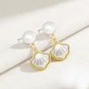 Shell Pearl Earrings for Women Unique Design Small Stud Earrings French Style Shell Pendant Dangle Earrings Lightweight