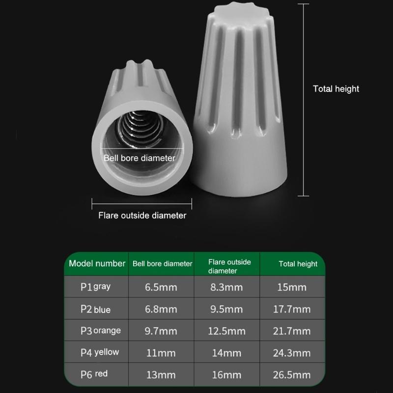 Wire Caps Connectors with Steel Spring for Stable Connection 300pcs Easy Twist On Ribbed Caps Electrical Wire Connection