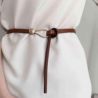 Mode Dünnen Gürtel Goldene Schnalle PU Leder Gürtel Für Frauen Kleid Mantel Bund Casual Damen Schwarz Straps