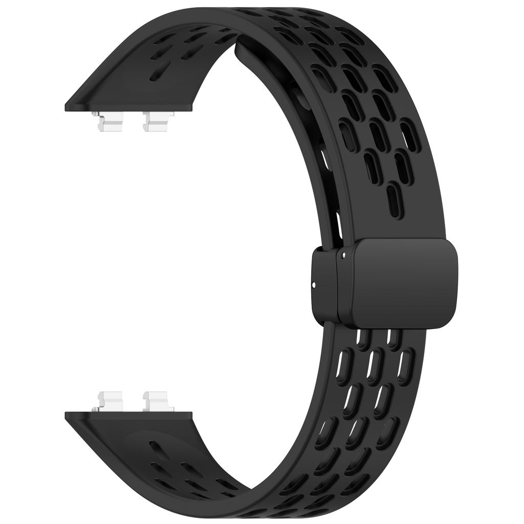 Silicone Magnetic Buckle Mesh Silicone Strap For Huawei Band 11Pro Sport Breathable Watch Band For Huawei Smart Band 11 NFC Replacement Bracelet Loop