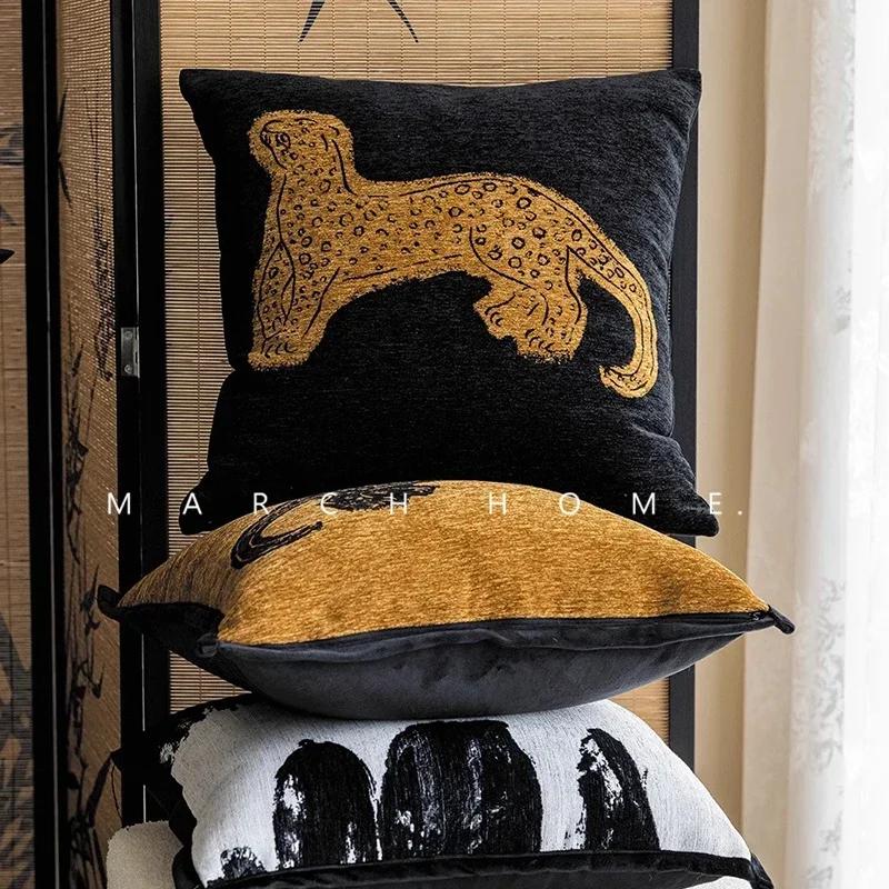 Light Luxury Sofa Pillow Cover New Chinese Modern Minimalist Model Room Decoration Pillow Backrest Headboard Cushion Cover