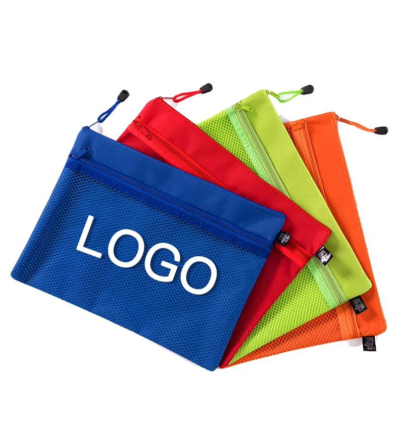 Custom Printed Eyewear Pouch Waterproof Canvas Football Pattern PVC Zipper File Bag for Cosmetics Skincare Storage A4