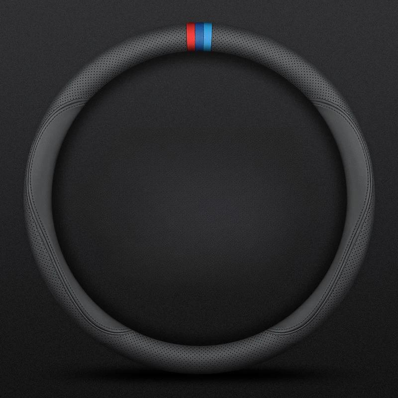 Nappa Leather Steering Wheel Covers,Universal Non-Slip Car Steering Wheel Cover,All Seasons Auto Steering Wheel Protector