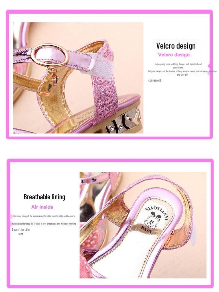2025 Summer Korean Style High-Heeled Fish Mouth Sandals for Girls - Student & Children's Sizes Available.