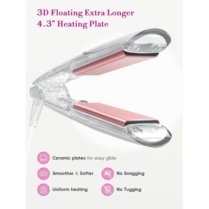 LANDOT Lisseur Cheveux Pro 2 en 1: Lisser &amp; Boucler - Titanium-Céramique, 120-230°C, Voltage Universel