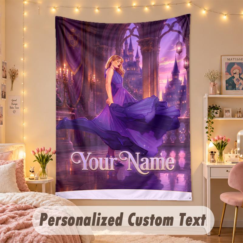 Custom Personalized Tapestry,Taylor Swift Print Custom Name Text Wall Art Hanging for Bedroom