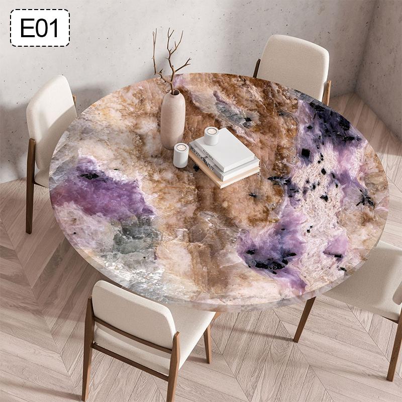 

Waterproof And Oil-proof Dining Table Cover Round Elastic Fitted Edged Table Cloth Outdoor Picnic Camping Courtyard Tablecloth 60cm