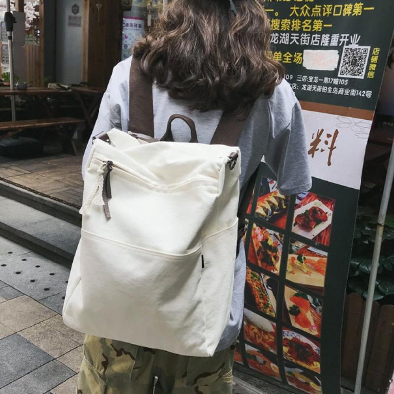 NOMK Canvas Backpack Women's Fruit Green/White/Ginger Yellow/Black MK-2506