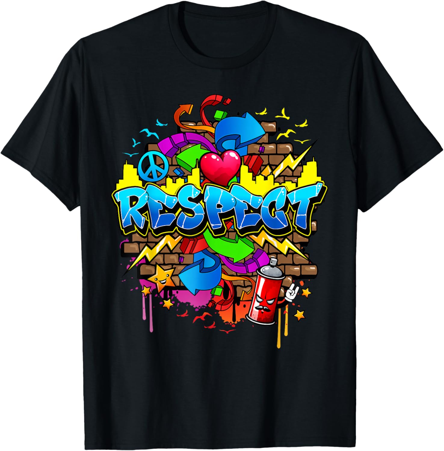 Respect Graffiti Graphic Urban Hip Hop Street Art Gift T-Shirt S разноцветный