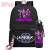 2Pcs/set Anime K-Pop Demon Hunters Printed Backpack with 750Ml Water Bottler for Teenager Girl Boy Large Capacity Waterproof Bookbag Gift