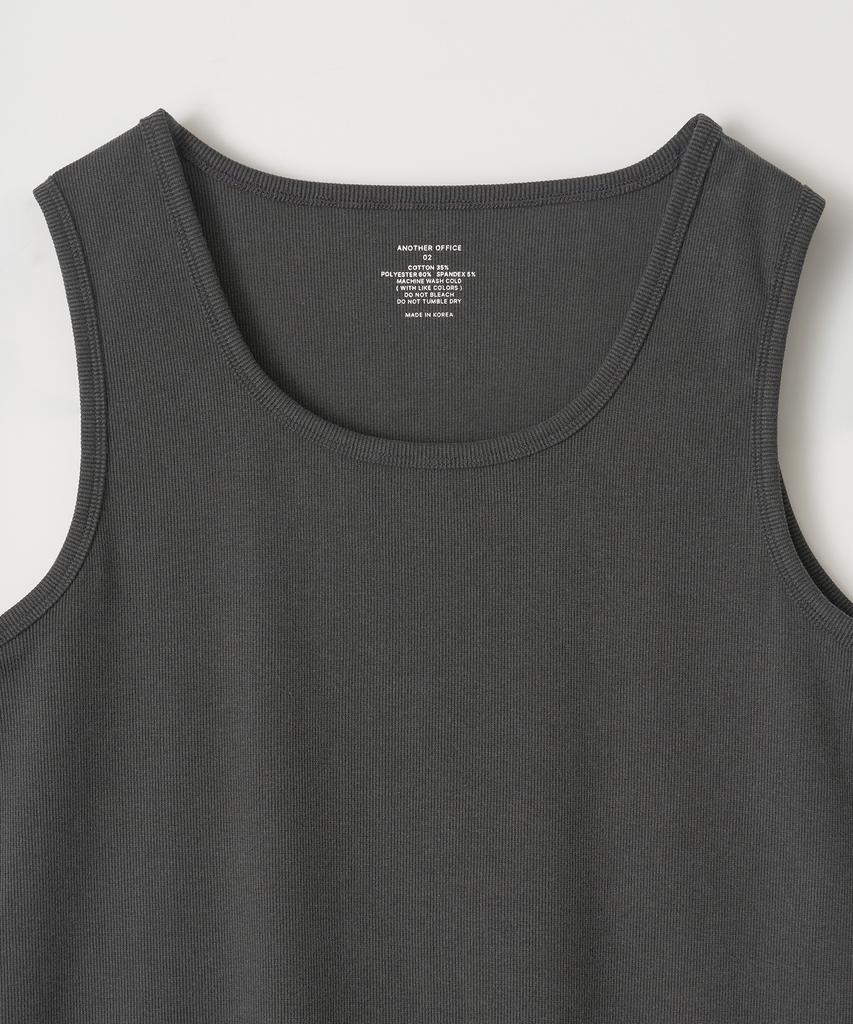 ANOTHER OFFICE Dyed Ribbed Scoop Neck Tank (Charcoal)