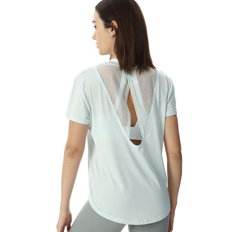 

Женская быстросохнущая сетчатая спортивная футболка - свободный крой, дышащая, короткий рукав для бега, йоги и фитнеса на открытом воздухе