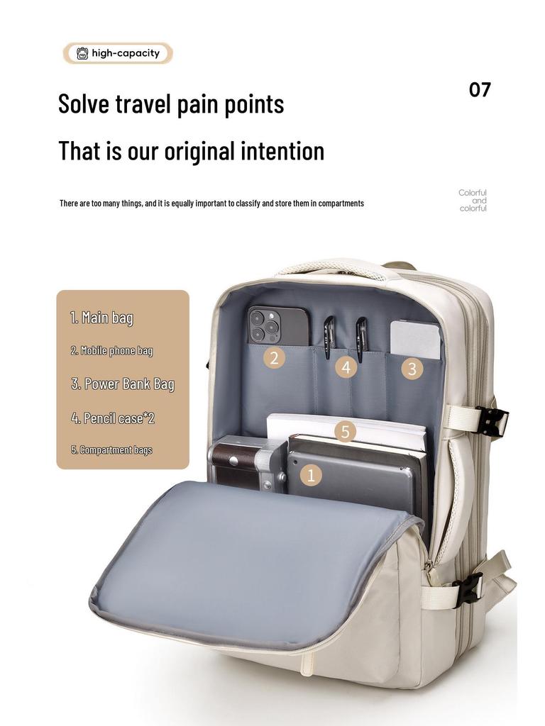 Expandable 180° Multi-layer Casual Backpack with Large Capacity and Logo Option