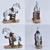 Running Horse Statue Miniature Pony Figurine Resin Simulation Animal Sculpture Home Office Bookshelf Decoration Ornament