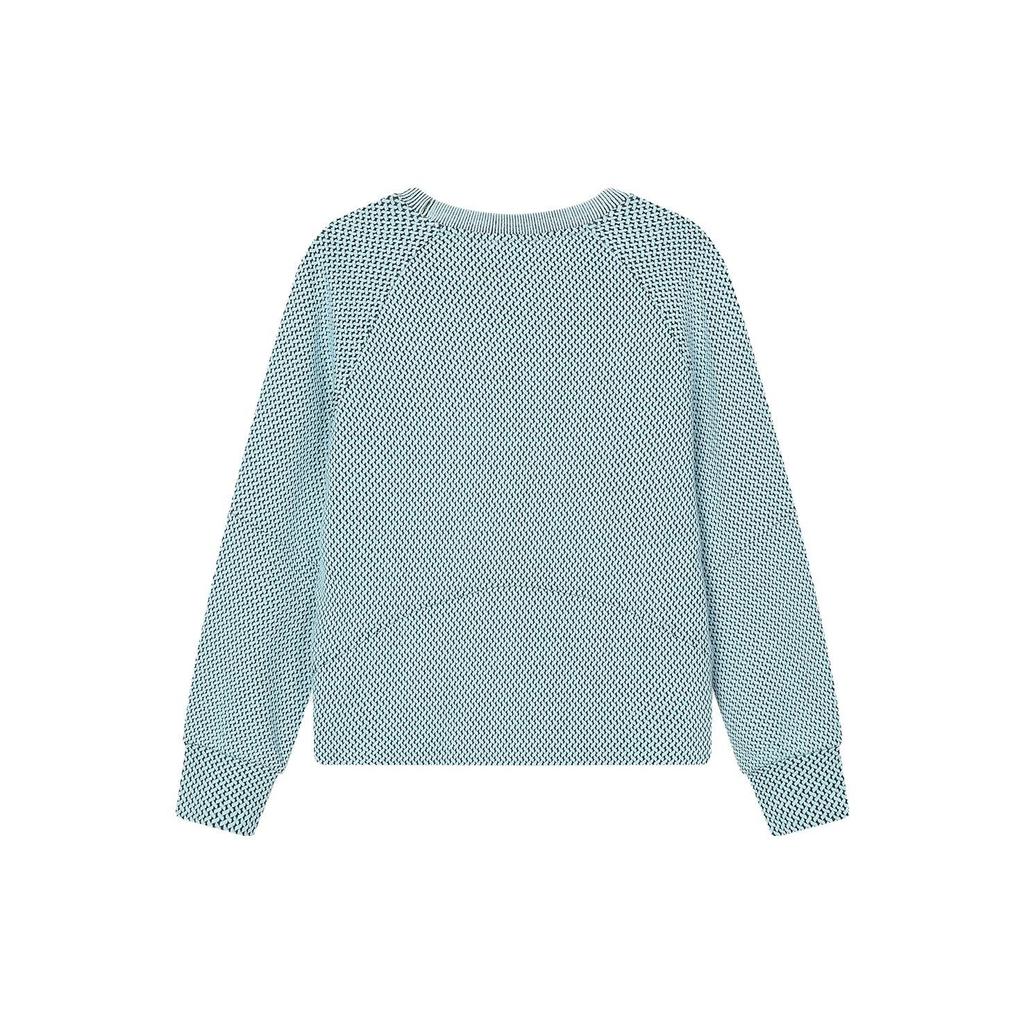 FILA Emerald Solid Color Round Neck Casual Pullover Sweatshirt Women sweatshirt Lake-Blue F11W414218F-LB