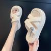 Thick Bottom Soft Rubber Women's Non-slip Heightened Home Casual Slippers Summer Outdoor White With Solid Color Sandals Slippers