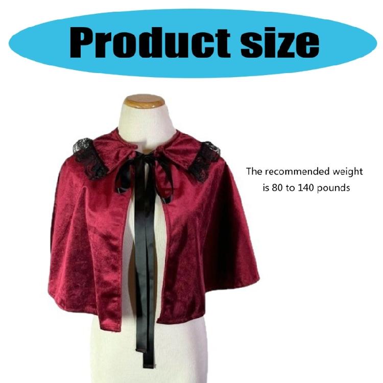 Renaissances Cloak Halloween Medieval Costume Cosplay Short Cape Velvets Laces Cape for Kids Adult Thin Cape Cloak Gifts
