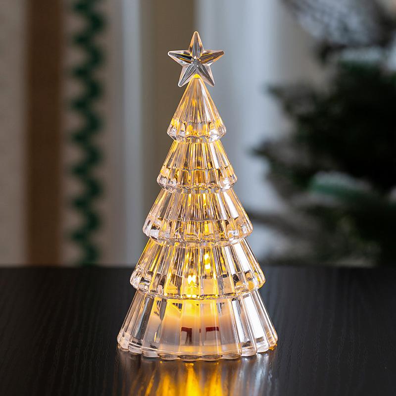 Christmas decorations, mini glowing crystal tree desktop ornaments, cross - border creative children's Christmas gift lights