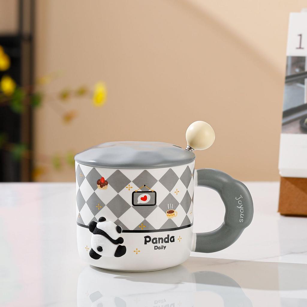 Anime Animal with Cover Spoon with Magnetic Doll Lovely Ceramic Cup Mug Home Set Small Present Cup Ins Style Durable