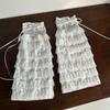 Sweet Lace-trimmed Leg Covers Harajuku Lolita Socks Tiered Ruffle Foot Cover with Drawstring Ribbon Princess Mesh Leg Sleeves