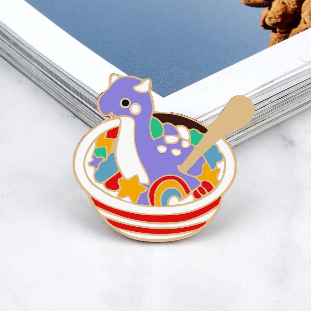 

Creative Cartoon Enamel Pins Cute Animal Purple Dinosaur Brooch Food Colorful Rainbow Star Bag Lapel Badge Jewelry Gift for Kids