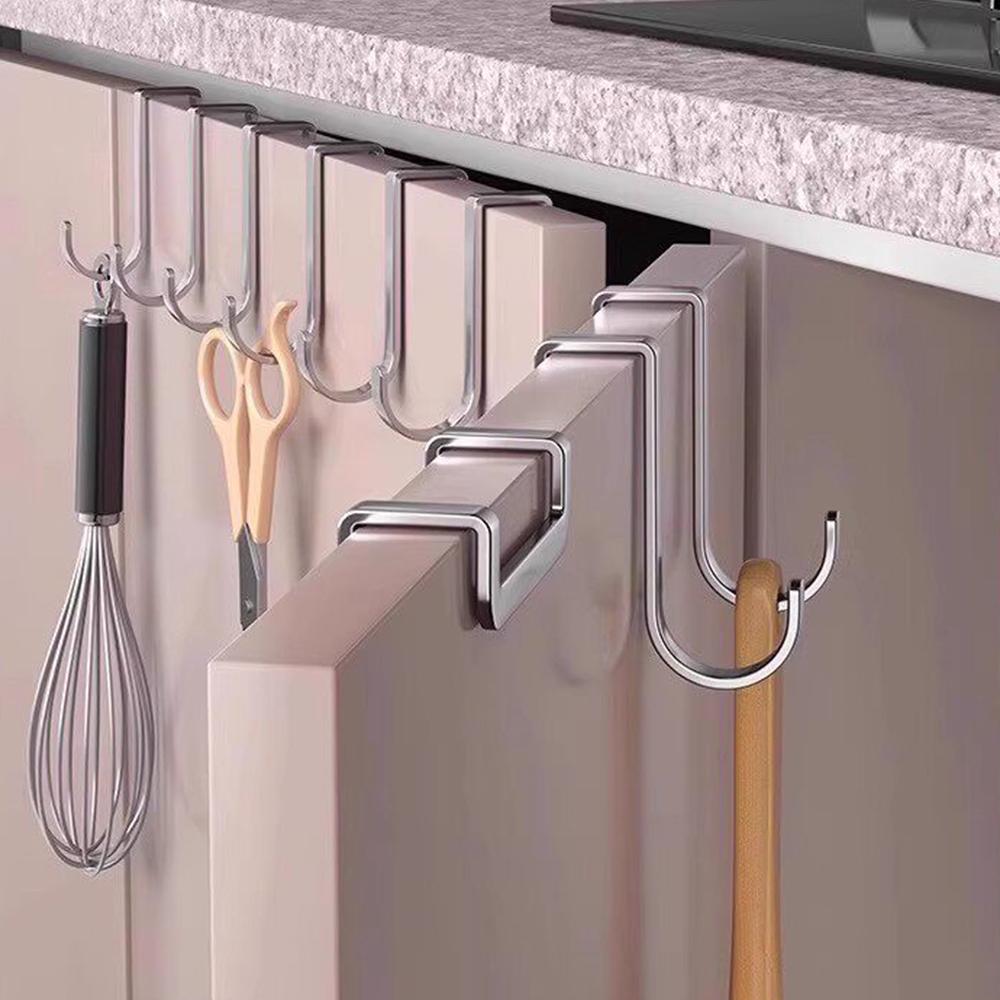 Crochets Double S en Acier Inoxydable Sans Clou Pour Suspendre Derrière la Porte d'Armoire ou de Tiroir Étagère de Rangement pour Manteaux et Serviettes de Cuisine et de Salle de Bain