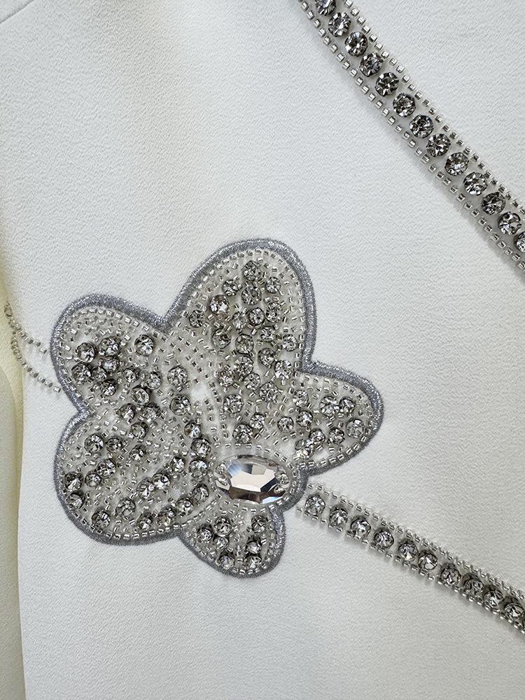 2025 Elegant Long Sleeve Beaded Rhinestone Gown