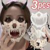 2025 New Halloween Mask Half-face Mask Cos Dragon God Fierce Tiger Night Fork Tengu Man Wolf Mask Performance Skull Masks
